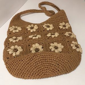 Boho Crocheted Straw Shoulder Bag